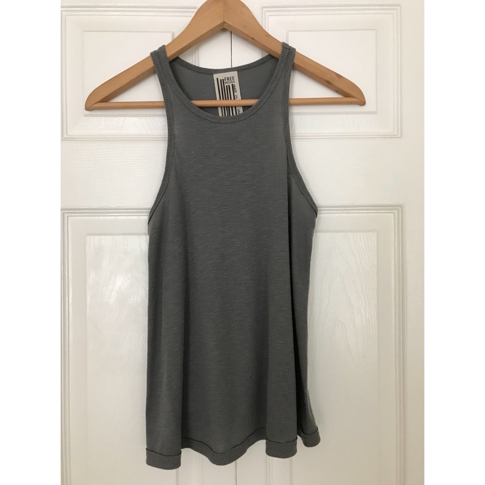 Free People Grey High Neck Tank Top